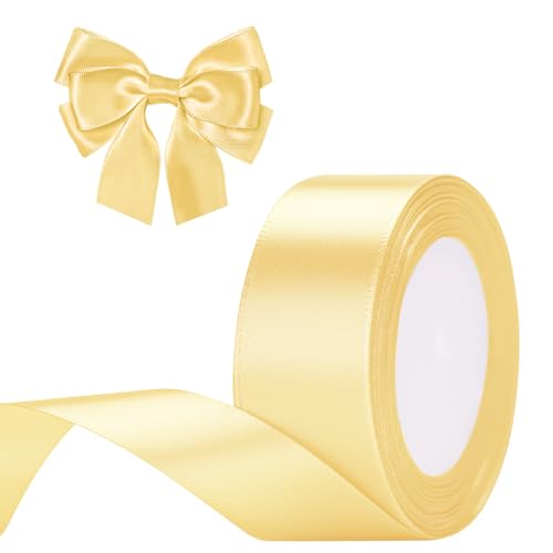 G2PLUS Champagner Gold Satinband, 40mm Breit Dekoration Geschenkband, 22m Schönes Schleifenband, Gold Satin Stoff Dekoband für Geschenkverpackung, Bastelmaterial, Dekoration von G2PLUS