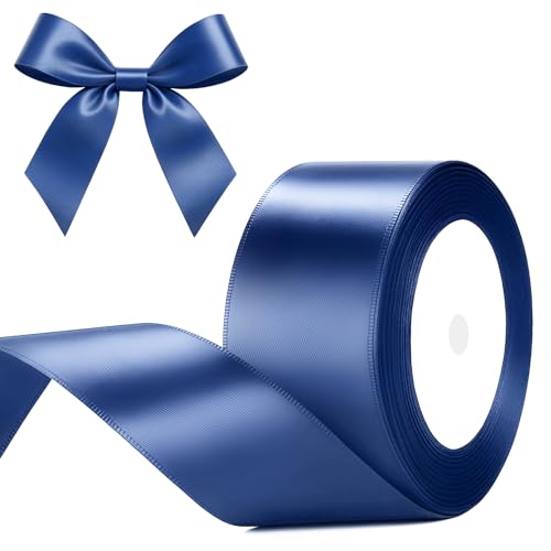 G2PLUS Darkblue Satinband 50mm: Dekoration Geschenkband, 22m Schleifenband zum Bastel, Dekoband für Geschenkverpackung, Dekoration von G2PLUS
