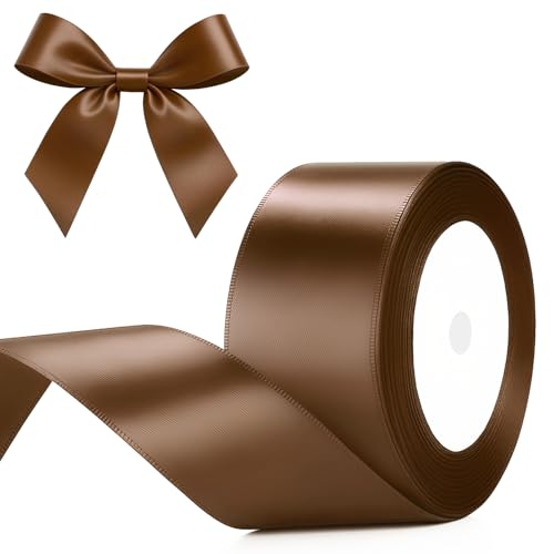 G2PLUS Dunkelbraun Satinband 50mm, Breit Dekoration Geschenkband, 22m Schleifenband zum Bastel, Salbeigrün Satin Dekoband für Geschenkverpackung, Dekoration G2PLUS Dunkelbraun Satinband 50mm, Breit Dekoration Geschenkband, 22m Schleifenband zum Bastel, Salbeigrün Satin Dekoband für Geschenkverpackung, Dekoration von G2PLUS