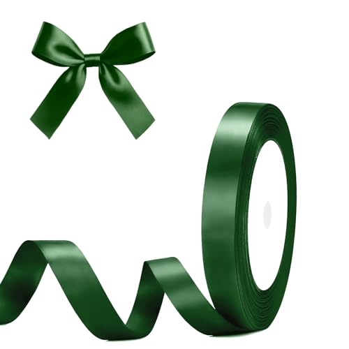 G2PLUS Dunkelgrün Satinband 10mm: Dekoration Geschenkband, 22m Schleifenband zum Bastel, Dekoband für Geschenkverpackung, Dekoration von G2PLUS