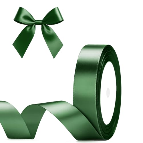 G2PLUS Dunkelgrün Satinband 20mm: Dekoration Geschenkband, 22m Schleifenband zum Bastel, Dekoband für Geschenkverpackung, Dekoration von G2PLUS