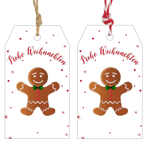 G2PLUS Frohe Weihnachten Geschenkanhänger Weiß, Lebkuchen Anhänger Frohe Weihnachten, 7x4cm Papier Weihnachtsanhänger, 100 Stück Weihnachtliche Etiketten für Weihnachten Adventskalende Deko G2PLUS Frohe Weihnachten Geschenkanhänger Weiß, Lebkuchen Anhänger Frohe Weihnachten, 7x4cm Papier Weihnachtsanhänger, 100 Stück Weihnachtliche Etiketten für Weihnachten Adventskalende Deko von G2PLUS