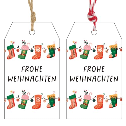 G2PLUS Frohe Weihnachten Geschenkanhänger Weiß, Weihnachtsstrümpfen Anhänger Frohe Weihnachten, 7x4cm Papier Weihnachtsanhänger, 100 Stück Weihnachtliche Etiketten für Weihnachten Adventskalende Deko G2PLUS Frohe Weihnachten Geschenkanhänger Weiß, Weihnachtsstrümpfen Anhänger Frohe Weihnachten, 7x4cm Papier Weihnachtsanhänger, 100 Stück Weihnachtliche Etiketten für Weihnachten Adventskalende Deko von G2PLUS