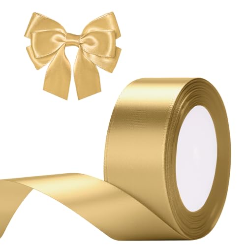 G2PLUS Gold Satinband 40mm, Breit Dekoration Geschenkband, 22m Schleifenband zum Bastel, Gold Dekoband für Geschenkverpackung, Dekoration G2PLUS Gold Satinband 40mm, Breit Dekoration Geschenkband, 22m Schleifenband zum Bastel, Gold Dekoband für Geschenkverpackung, Dekoration von G2PLUS