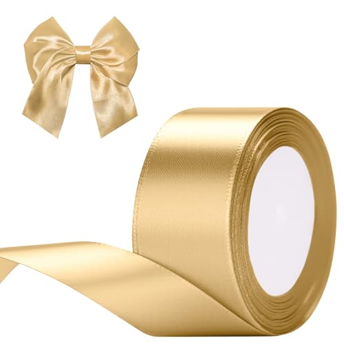 G2PLUS Gold Satinband 50mm, Breit Dekoration Geschenkband, 22m Schleifenband zum Bastel, Gold Satin Dekoband für Geschenkverpackung, Dekoration G2PLUS Gold Satinband 50mm, Breit Dekoration Geschenkband, 22m Schleifenband zum Bastel, Gold Satin Dekoband für Geschenkverpackung, Dekoration von G2PLUS