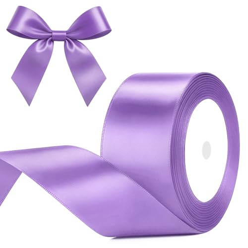 G2PLUS Hellviolett Satinband 50mm: Dekoration Geschenkband, 22m Schleifenband zum Bastel, Dekoband für Geschenkverpackung, Dekoration von G2PLUS