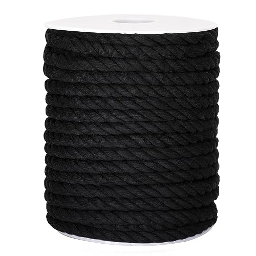 G2PLUS Makramee Garn 6 mm x 30M Kordel Schwarz,Baumwollkordel Kordel Baumwollschnur,Baumwollseil für DIY-Bastelarbeiten,Geschenke von G2PLUS