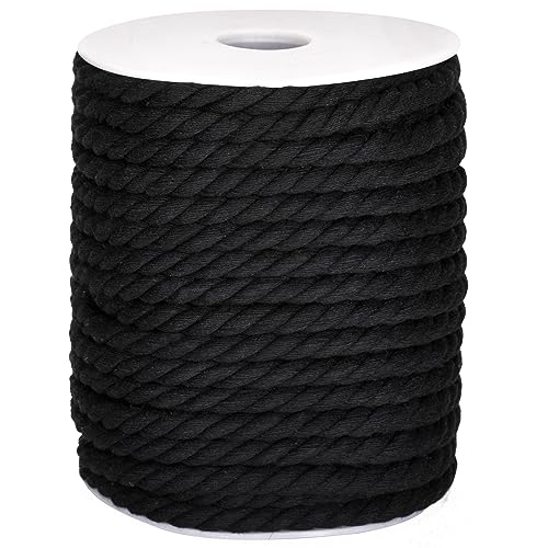 G2PLUS Makramee Garn 8 mm x 20M Kordel Schwarz,Baumwollkordel Kordel Baumwollschnur,Baumwollseil für DIY-Bastelarbeiten,Geschenke von G2PLUS