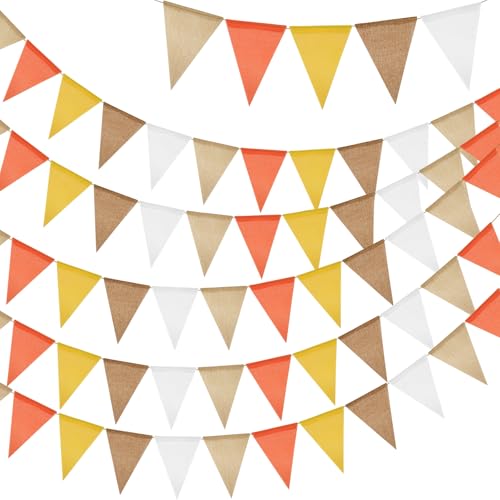 G2PLUS Orange Gelb Wimpelkette Outdoor Wetterfest, 20M Indoor Party Wimpel Girlanden, Wimpelketten Garten mit 60 STK Wimpel, 5 Stück Jute Wimpelketten für Garten, Geburtstag, Kinderzimmer G2PLUS Orange Gelb Wimpelkette Outdoor Wetterfest, 20M Indoor Party Wimpel Girlanden, Wimpelketten Garten mit 60 STK Wimpel, 5 Stück Jute Wimpelketten für Garten, Geburtstag, Kinderzimmer von G2PLUS