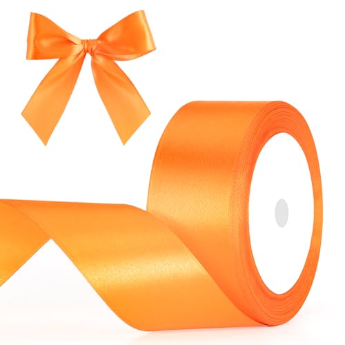 G2PLUS Orange Satinband 40mm: Dekoration Geschenkband, 22m Schleifenband zum Bastel, Dekoband für Geschenkverpackung, Dekoration von G2PLUS