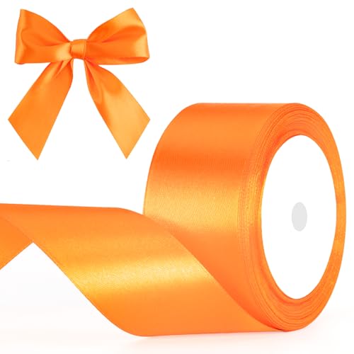 G2PLUS Orange Satinband 50mm: Dekoration Geschenkband, 22m Schleifenband zum Bastel, Dekoband für Geschenkverpackung, Dekoration von G2PLUS