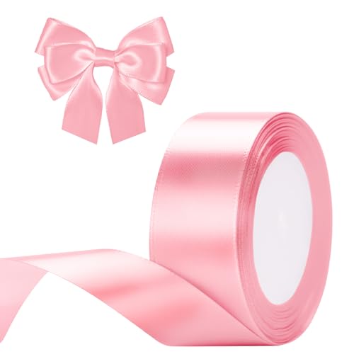 G2PLUS Rosa Satinband, 40mm Breit Dekoration Geschenkband, 22m Schönes Schleifenband, Rosa Satin Stoff Dekoband für Geschenkverpackung, Bastelmaterial, Dekoration von G2PLUS