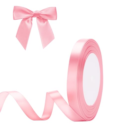 G2PLUS Rosa Satinband, 10mm Dekoration Geschenkband, 22m Schönes Schleifenband, Rosa Satin Stoff Dekoband für Geschenkverpackung, Bastelmaterial, Dekoration von G2PLUS