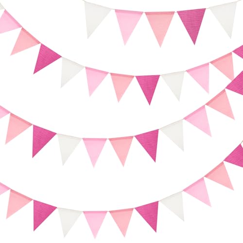 G2PLUS Rosa Wimpelkette Outdoor Wetterfest: 12M Wimpelketten Garten mit 36 STK Wimpel, 3 Stück Jute Wimpelketten für Garten, Geburtstag, Kinderzimmer Deko G2PLUS Rosa Wimpelkette Outdoor Wetterfest: 12M Wimpelketten Garten mit 36 STK Wimpel, 3 Stück Jute Wimpelketten für Garten, Geburtstag, Kinderzimmer Deko von G2PLUS