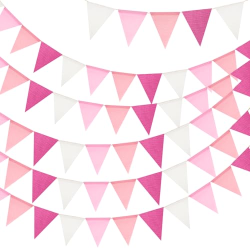 G2PLUS Rosa Wimpelkette Outdoor Wetterfest: 20M Wimpelketten Garten mit 60 STK Wimpel, 5 Stück Jute Wimpelketten für Garten, Geburtstag, Kinderzimmer Deko G2PLUS Rosa Wimpelkette Outdoor Wetterfest: 20M Wimpelketten Garten mit 60 STK Wimpel, 5 Stück Jute Wimpelketten für Garten, Geburtstag, Kinderzimmer Deko von G2PLUS