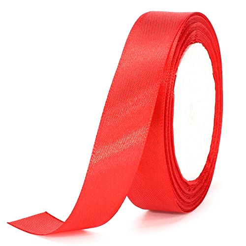 G2PLUS Rot Satinband, 10mm Dekoration Geschenkband, 22m Schönes Schleifenband, Rot Satin Stoff Dekoband für Geschenkverpackung, Bastelmaterial, Dekoration von G2PLUS