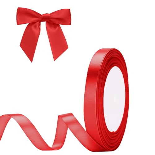 G2PLUS Rot Satinband, 10mm Dekoration Geschenkband, 22m Schönes Schleifenband, Rot Satin Stoff Dekoband für Geschenkverpackung, Bastelmaterial, Dekoration von G2PLUS