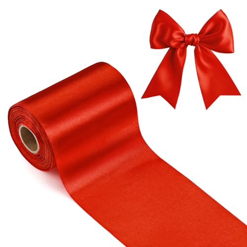 G2PLUS Rot Satinband 10cm, Breit Dekoration Geschenkband, 20m Schleifenband zum Bastel, Rot Dekoband für Geschenkverpackung, Dekoration G2PLUS Rot Satinband 10cm, Breit Dekoration Geschenkband, 20m Schleifenband zum Bastel, Rot Dekoband für Geschenkverpackung, Dekoration von G2PLUS