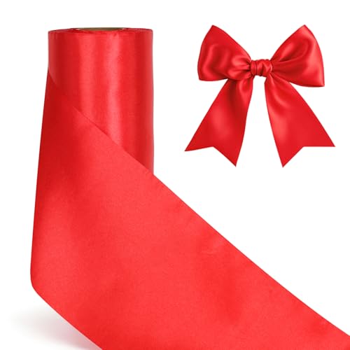 G2PLUS Rot Satinband 15cm, Breit Dekoration Geschenkband, 20m Schleifenband zum Bastel, Gold Dekoband für Geschenkverpackung, Dekoration G2PLUS Rot Satinband 15cm, Breit Dekoration Geschenkband, 20m Schleifenband zum Bastel, Gold Dekoband für Geschenkverpackung, Dekoration von G2PLUS