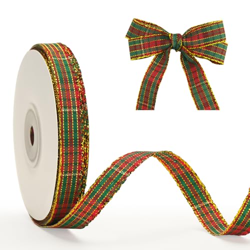G2PLUS Rot und Grün Geschenkband 10mm, Schmal Weihnachten Karoband mit Goldkante, 22m Plaid Weihnachten Bänder für Geschenke, Dekoband zum Weihnachtskränze, Weihnachtsbaum Deko G2PLUS Rot und Grün Geschenkband 10mm, Schmal Weihnachten Karoband mit Goldkante, 22m Plaid Weihnachten Bänder für Geschenke, Dekoband zum Weihnachtskränze, Weihnachtsbaum Deko von G2PLUS