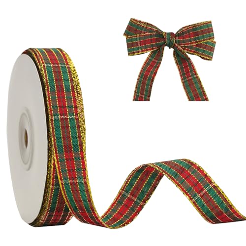 G2PLUS Rot und Grün Geschenkband 15mm, Schmal Weihnachten Karoband mit Goldkante, 22m Plaid Weihnachten Bänder für Geschenke, Dekoband zum Weihnachtskränze, Weihnachtsbaum Deko G2PLUS Rot und Grün Geschenkband 15mm, Schmal Weihnachten Karoband mit Goldkante, 22m Plaid Weihnachten Bänder für Geschenke, Dekoband zum Weihnachtskränze, Weihnachtsbaum Deko von G2PLUS