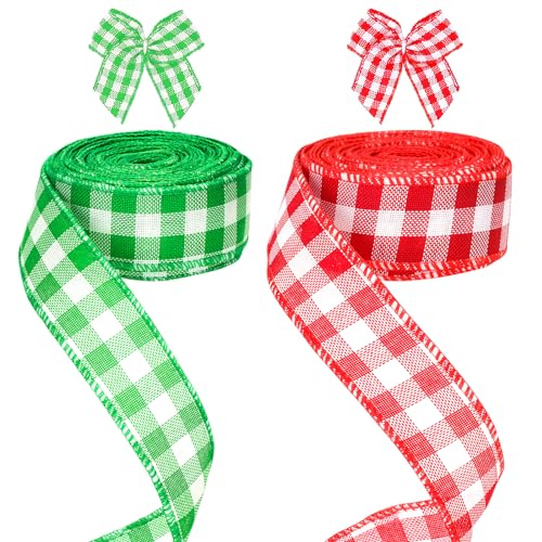 G2PLUS Rot und Grün Weihnachten Juteband, 40mm Breit Geschenkband zum Basteln, 20M Kariertes Sackleinen Band mit Draht, Weihnacht Dekoband für Geschenk, Weihnachtskranz, Weihnachtsbaum G2PLUS Rot und Grün Weihnachten Juteband, 40mm Breit Geschenkband zum Basteln, 20M Kariertes Sackleinen Band mit Draht, Weihnacht Dekoband für Geschenk, Weihnachtskranz, Weihnachtsbaum von G2PLUS