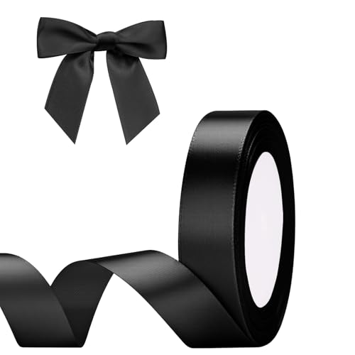 G2PLUS Schwarz Satinband, 20mm Dekoration Geschenkband, 22m Schönes Schleifenband, Schwarz Satin Stoff Dekoband für Geschenkverpackung, Bastelmaterial, Dekoration von G2PLUS