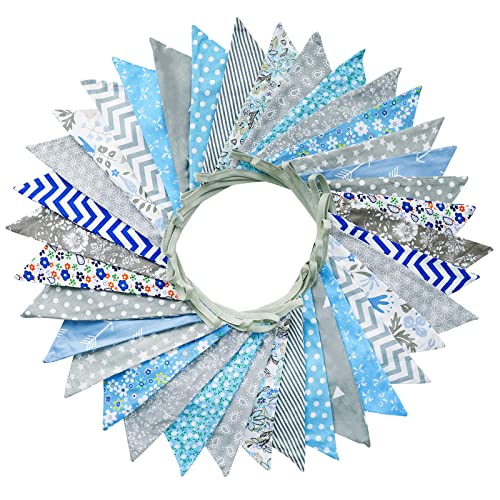G2PLUS Süße Beidseitig Wimpel Girlande, 10M Bunting Wimpelkette Stoff, Blau und Grau Stoffgirlande mit 36 STK Farbenfroh Wimpeln für Hochzeits Geburtstag Party G2PLUS Süße Beidseitig Wimpel Girlande, 10M Bunting Wimpelkette Stoff, Blau und Grau Stoffgirlande mit 36 STK Farbenfroh Wimpeln für Hochzeits Geburtstag Party von G2PLUS