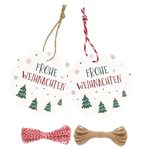 G2PLUS Weiß "FROHE WEIHNACHTEN" Anhänger, 100 Stück Geschenkanhänger mit Frohe Weihnachten, 6CM Papier Weihnachtsanhänger mit Schnur, Weihnachten Etiketten Anhänger für Geschenk, Weihnachten Deko G2PLUS Weiß "FROHE WEIHNACHTEN" Anhänger, 100 Stück Geschenkanhänger mit Frohe Weihnachten, 6CM Papier Weihnachtsanhänger mit Schnur, Weihnachten Etiketten Anhänger für Geschenk, Weihnachten Deko von G2PLUS