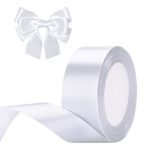 G2PLUS Weiß Satinband 40mm, Breit Dekoration Geschenkband, 22m Schleifenband zum Bastel, Weiß Satin Dekoband für Geschenkverpackung, Dekoration G2PLUS Weiß Satinband 40mm, Breit Dekoration Geschenkband, 22m Schleifenband zum Bastel, Weiß Satin Dekoband für Geschenkverpackung, Dekoration von G2PLUS