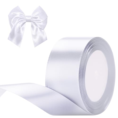 G2PLUS Weiß Satinband 50mm, Breit Dekoration Geschenkband, 22m Schleifenband zum Bastel, Weiß Satin Dekoband für Geschenkverpackung, Dekoration G2PLUS Weiß Satinband 50mm, Breit Dekoration Geschenkband, 22m Schleifenband zum Bastel, Weiß Satin Dekoband für Geschenkverpackung, Dekoration von G2PLUS
