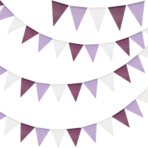 G2PLUS Wimpelkette Outdoor Wetterfest Lila Weiß, 12M Indoor Party Wimpel Girlanden, Wimpelketten Garten mit 36 STK Wimpel, 3 Stück Jute Wimpelketten für Geburtstag, Garten, Party G2PLUS Wimpelkette Outdoor Wetterfest Lila Weiß, 12M Indoor Party Wimpel Girlanden, Wimpelketten Garten mit 36 STK Wimpel, 3 Stück Jute Wimpelketten für Geburtstag, Garten, Party von G2PLUS