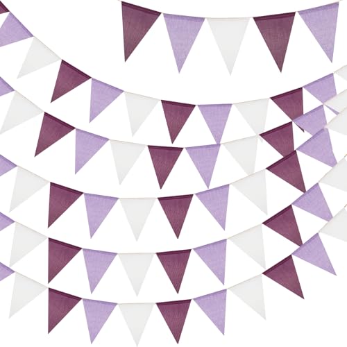 G2PLUS Wimpelkette Outdoor Wetterfest Lila Weiß, 20M Indoor Party Wimpel Girlanden, Wimpelketten Garten mit 36 STK Wimpel, 5 Stück Jute Wimpelketten für Geburtstag, Garten, Party G2PLUS Wimpelkette Outdoor Wetterfest Lila Weiß, 20M Indoor Party Wimpel Girlanden, Wimpelketten Garten mit 36 STK Wimpel, 5 Stück Jute Wimpelketten für Geburtstag, Garten, Party von G2PLUS