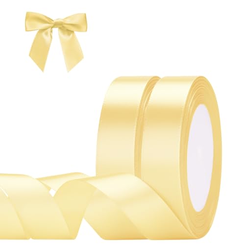 G2PLUS Champagner Gold Geschenkband,44M Satinband Seidenband Seidenbänder,2CM Schleifenband Satin Stoff Band für Hochzeit,Weihnachten,Geschenk,Dekoration von G2PLUS