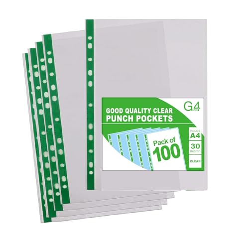 100 A4 Kunststoff-Lochhüllen 10-15 Blatt 30 Mikron für Ordner, Abheftmappen, Hüllen 100 A4 Kunststoff-Lochhüllen 10-15 Blatt 30 Mikron für Ordner, Abheftmappen, Hüllen von G4GADGET