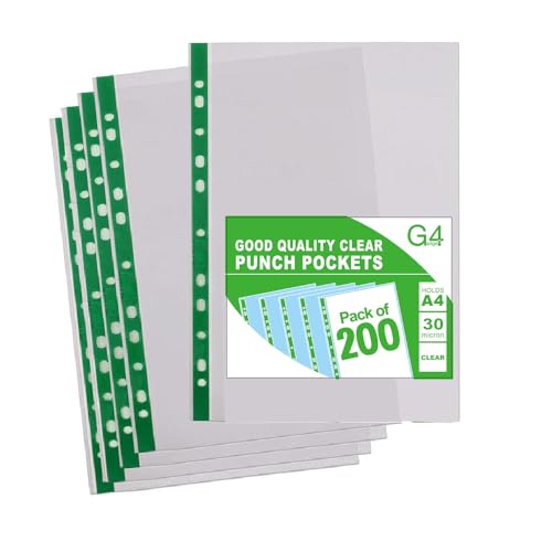 200 A4 Kunststoff-Lochhüllen 10-15 Blatt 30 Mikron für Ordner, Abheftmappen, Hüllen 200 A4 Kunststoff-Lochhüllen 10-15 Blatt 30 Mikron für Ordner, Abheftmappen, Hüllen von G4GADGET
