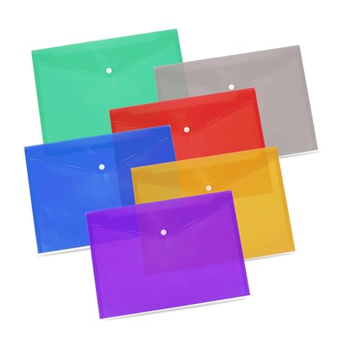 Dokumententaschen aus Kunststoff, A5, transparent, mit Druckknopf, verschiedene Farben, 50 Stück Dokumententaschen aus Kunststoff, A5, transparent, mit Druckknopf, verschiedene Farben, 50 Stück von G4GADGET