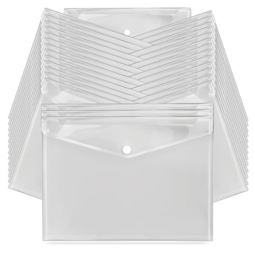 G4GADGET 30 Stück A4 transparente Kunststoffhüllen – robuste Dokumentenmappen mit Druckknopf – wasserdichte und reißfeste Dokumententaschen für Zuhause, Büro und Schule G4GADGET 30 Stück A4 transparente Kunststoffhüllen – robuste Dokumentenmappen mit Druckknopf – wasserdichte und reißfeste Dokumententaschen für Zuhause, Büro und Schule von G4GADGET