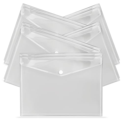 G4GADGET A4 transparente Kunststoffhüllen - 10 Stück Dokumentenmappen mit Druckknopf und sicherem Schnappverschluss - Transparente Kunststoffumschläge für Papierarbeiten, Büro, Schule & Zuhause G4GADGET A4 transparente Kunststoffhüllen - 10 Stück Dokumentenmappen mit Druckknopf und sicherem Schnappverschluss - Transparente Kunststoffumschläge für Papierarbeiten, Büro, Schule & Zuhause von G4GADGET
