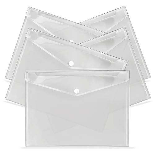 G4GADGET A4 transparente Kunststoffhüllen - 5 Stück Dokumentenmappen mit Druckknopfverschluss und Druckknopf, transparenter Kunststoffumschlag für Zuhause, Büro, Schule & Reisen G4GADGET A4 transparente Kunststoffhüllen - 5 Stück Dokumentenmappen mit Druckknopfverschluss und Druckknopf, transparenter Kunststoffumschlag für Zuhause, Büro, Schule & Reisen von G4GADGET