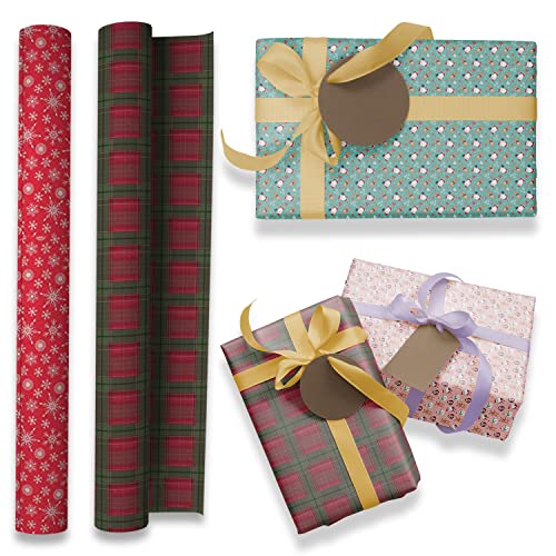Weihnachts-Geschenkpapier, verschiedene Designs, 64 Blatt, 70 cm x 50 cm, große Bögen von G4GADGET