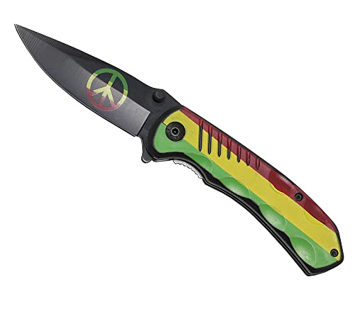 G8DS® Klappmesser Scharfes Outdoor Messer Jagdmesser & Survival Knife Einhandmesser Taschenmesser mit Edelstahlklinge (Jamaika Peace) von G8DS