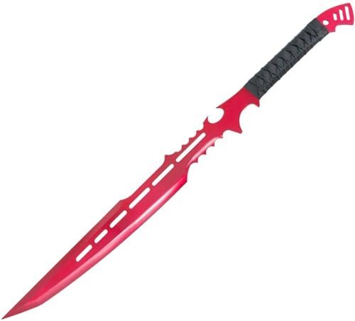 G8DS Bushcraft Messer Machete Rot Gürtel Messer Survival Messer scharfes Jagdmesser Überlebensmesser Outdoor Messer mit Scheide für Wandern Camping Garten von G8DS