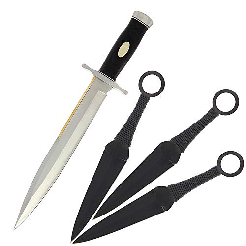 G8DS Expendables Toothpick + Expendables Kunai Throwing Wurfmesser Messer-Set Jagtmesser Lederscheide mit Gürtelslip von G8DS