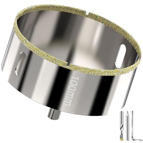 Fliesenbohrer, Diamant-Bohrkrone, Diamant-Lochsäge Ø 100mm, mit Zentrierbohrer - Diamantbohrer für harte Fliesen - Perfekte Bohrungen in harten Fliesen, Granit, Keramik, Ziegel, Marmor und Kalkstein Fliesenbohrer, Diamant-Bohrkrone, Diamant-Lochsäge Ø 100mm, mit Zentrierbohrer - Diamantbohrer für harte Fliesen - Perfekte Bohrungen in harten Fliesen, Granit, Keramik, Ziegel, Marmor und Kalkstein von GA1FSL