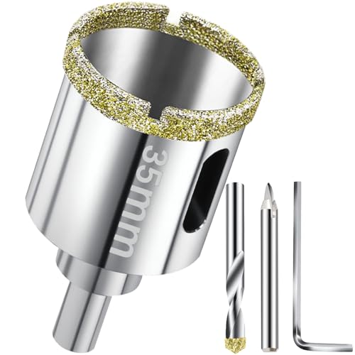 Fliesenbohrer, Diamant-Bohrkrone, Diamant-Lochsäge Ø 35mm, mit Zentrierbohrer - Diamantbohrer für harte Fliesen - Perfekte Bohrungen in harten Fliesen, Granit, Keramik, Ziegel, Marmor und Kalkstein Fliesenbohrer, Diamant-Bohrkrone, Diamant-Lochsäge Ø 35mm, mit Zentrierbohrer - Diamantbohrer für harte Fliesen - Perfekte Bohrungen in harten Fliesen, Granit, Keramik, Ziegel, Marmor und Kalkstein von GA1FSL