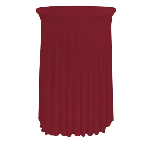 GABALITAINS Tischdecke aus Spandex mit Jacquardmuster, für Stehtisch, dehnbar, rund (Bordeauxrot, 60 cm Durchmesser) von GABALITAINS