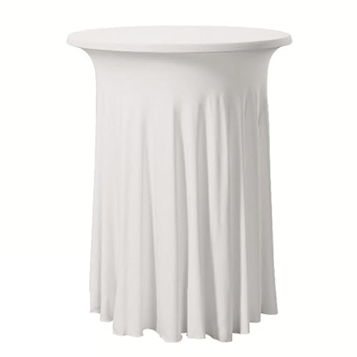Rock Style SPANDEX Tischdecke für runde Poseur-Tische, plissiert, Stretch-Abdeckung für Cocktailtisch (Weiß, 60 cm Durchmesser) von GABALITAINS