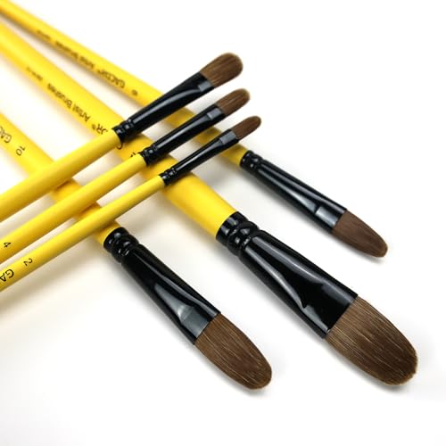 GACDR Filbert Pinsel-Set, synthetischer Zobel, oval, für Aquarell, Acryl, Öl, Tempera und Gouache-Malerei, langer Griff, 6-teilig GACDR Filbert Pinsel-Set, synthetischer Zobel, oval, für Aquarell, Acryl, Öl, Tempera und Gouache-Malerei, langer Griff, 6-teilig von GACDR