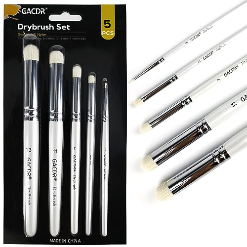 GADCR Dry Brush Pinsel Set, 5 Größen Professioneller Trockenpinsel für Modellbau Drybrush Detailpinsel Wargames von GACDR